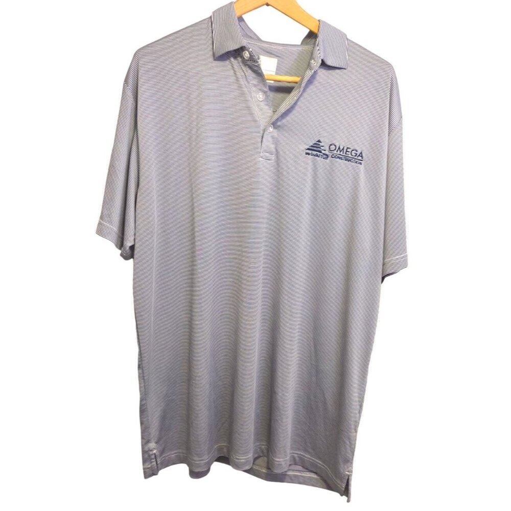 Callaway Golf Shirt Large Men Gray Striped Opti-Dri Breathable Omega Construct‎